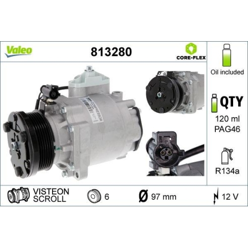 VALEO Kompressor, Klimaanlage VALEO CORE-FLEX 813280