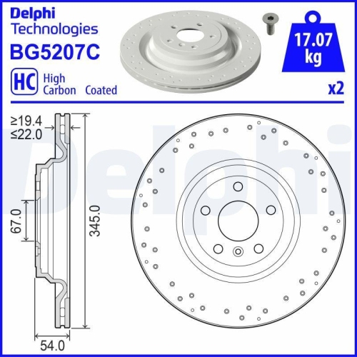 DELPHI Bremsscheibe BG5207C