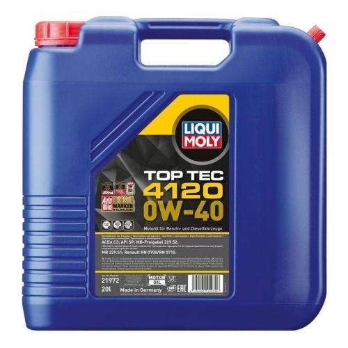 Motor&ouml;l Motoren&ouml;l Top Tec 4120 0W-40 Liqui Moly 20 Liter Kanister 21972
