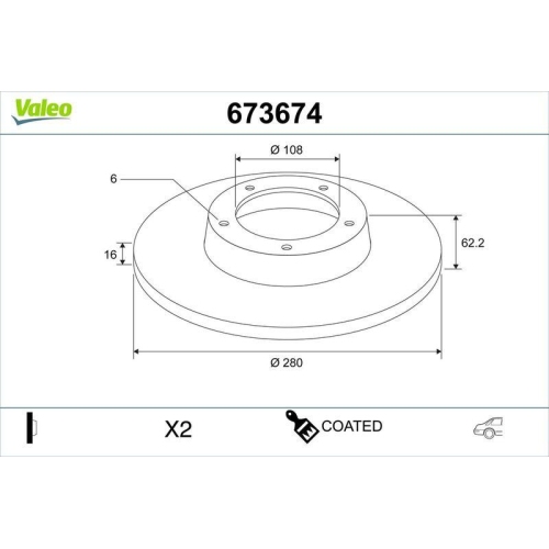VALEO Bremsscheibe COATED 673674