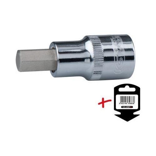 1/2 Zoll CHROMEplus Bit-Stecknuss Innensechskant kurz 6mm auf H&auml;nger 918.1606-E