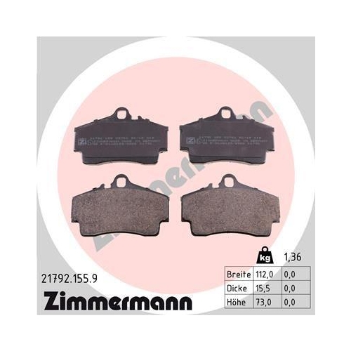 ZIMMERMANN Bremsbelagsatz, Scheibenbremse pb:z 21792.155.9