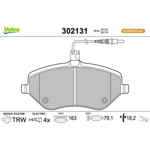 VALEO Bremsbelagsatz, Scheibenbremse ESSENTIAL 302131