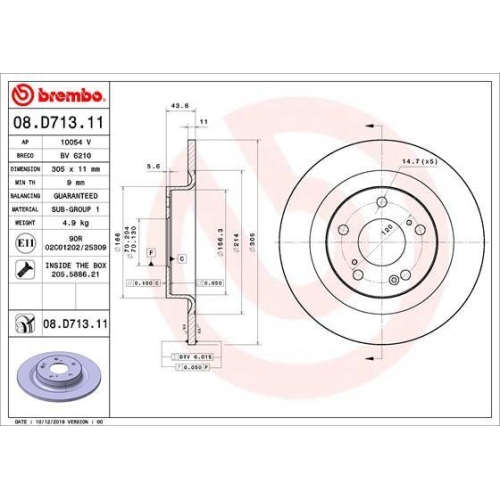 BREMBO Bremsscheibe PRIME LINE - UV Coated 08.D713.11