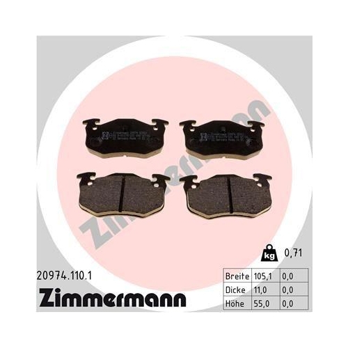 ZIMMERMANN Bremsbelagsatz, Scheibenbremse 20974.110.1