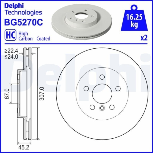DELPHI Bremsscheibe BG5270C