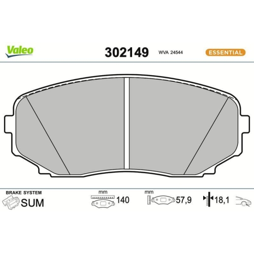 VALEO Bremsbelagsatz, Scheibenbremse ESSENTIAL 302149