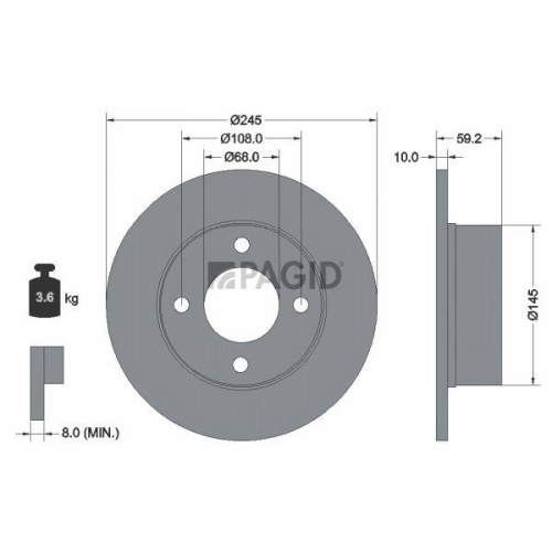 PAGID Bremsscheibe 53909N
