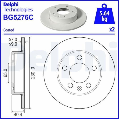 DELPHI Bremsscheibe BG5276C