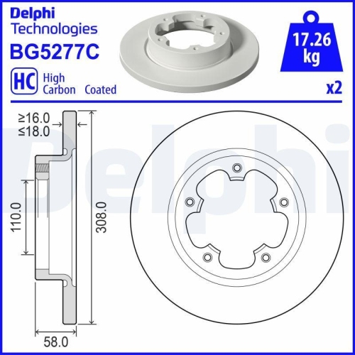 DELPHI Bremsscheibe BG5277C