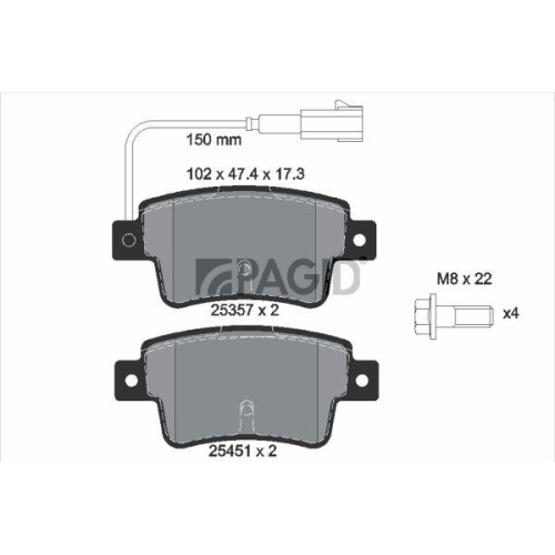 PAGID Bremsbelagsatz, Scheibenbremse T2168N