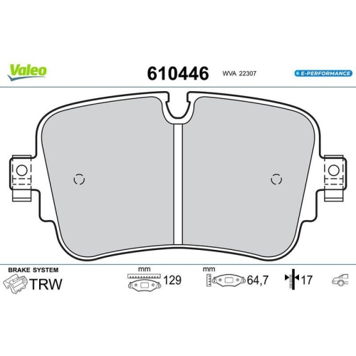 VALEO Bremsbelagsatz, Scheibenbremse E-PERFORMANCE 610446