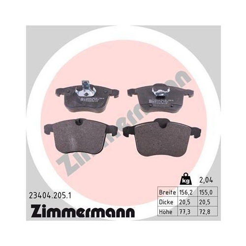 ZIMMERMANN Bremsbelagsatz, Scheibenbremse 23404.205.1