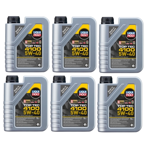 6x LIQUI MOLY Motor&ouml;l Top Tec 4100, 5W-40, 1-Liter Kanister 3700 - 6 Liter