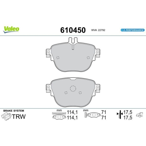 VALEO Bremsbelagsatz, Scheibenbremse E-PERFORMANCE 610450
