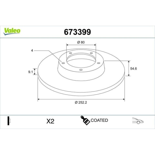 VALEO Bremsscheibe COATED 673399