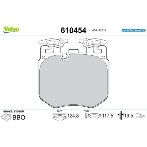 VALEO Bremsbelagsatz, Scheibenbremse E-PERFORMANCE 610454