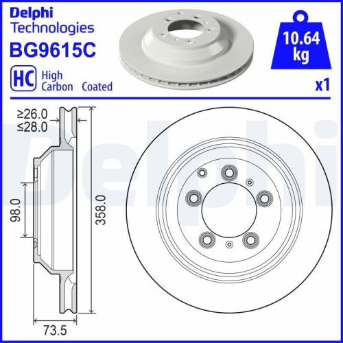 DELPHI Bremsscheibe BG9615C