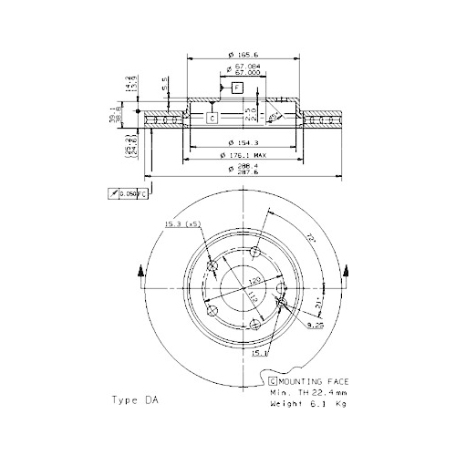 BREMBO Bremsscheibe PRIME LINE - UV Coated 09.8681.11