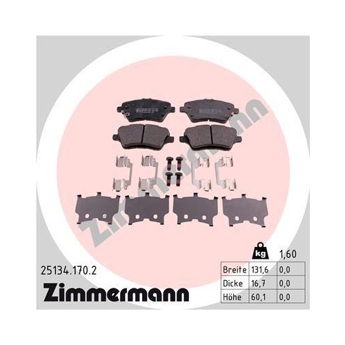 ZIMMERMANN Bremsbelagsatz, Scheibenbremse 25134.170.2
