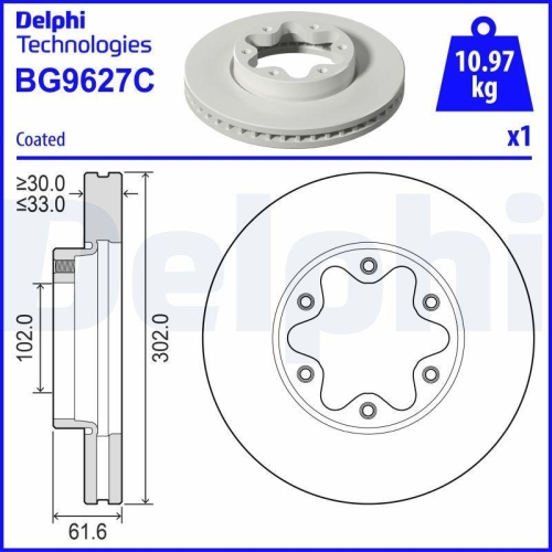 DELPHI Bremsscheibe BG9627C