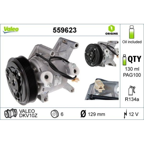 VALEO Kompressor, Klimaanlage VALEO ORIGINS - NEW O.E. TECHNOLOGIE 559623