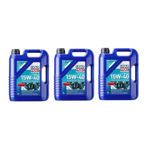 3x Liqui Moly Marine 4T Motor&ouml;l 15W-40 5-Liter 25016 - 15 Liter