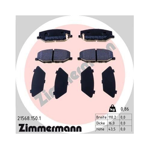 ZIMMERMANN Bremsbelagsatz, Scheibenbremse 21568.150.1