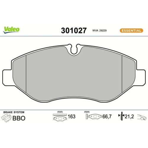 VALEO Bremsbelagsatz, Scheibenbremse ESSENTIAL 301027