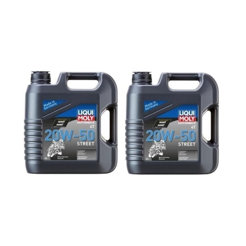 2x Liqui Moly Motor&ouml;l Motorbike 4T 20W-50 Street 4-Liter Kanister 1696 - 8 Liter