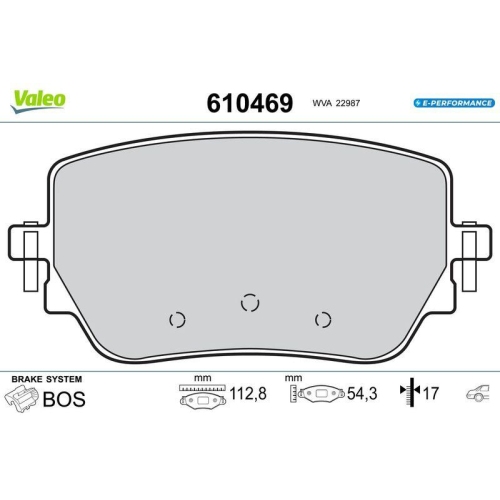 VALEO Bremsbelagsatz, Scheibenbremse E-PERFORMANCE 610469
