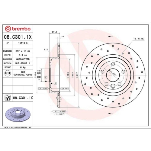 BREMBO Bremsscheibe XTRA LINE - Xtra 08.C301.1X