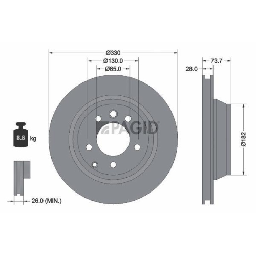 PAGID Bremsscheibe 54220NHC