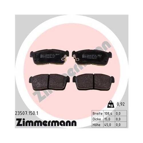 ZIMMERMANN Bremsbelagsatz, Scheibenbremse 23507.150.1