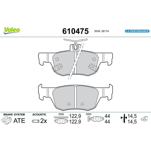 VALEO Bremsbelagsatz, Scheibenbremse E-PERFORMANCE 610475