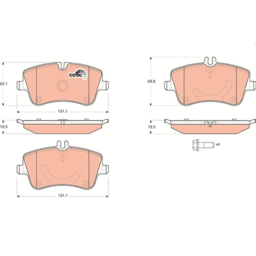 TRW Bremsbelagsatz, Scheibenbremse COTEC GDB1514