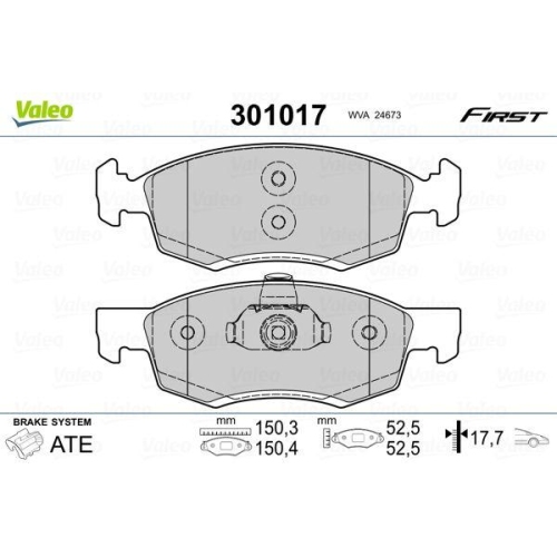 VALEO Bremsbelagsatz, Scheibenbremse FIRST 301017