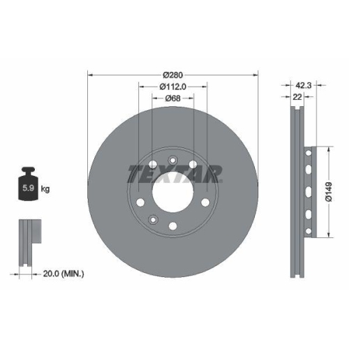 TEXTAR Bremsscheibe PRO 92152203