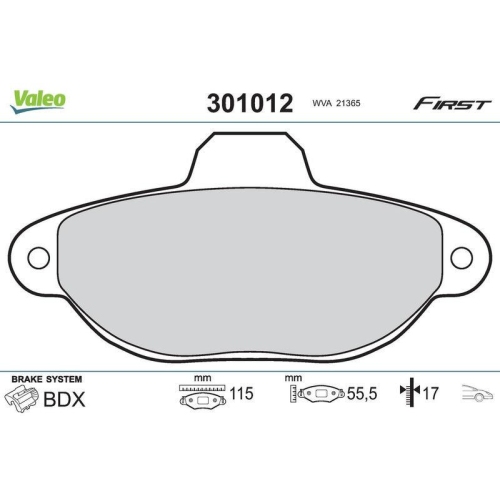 VALEO Bremsbelagsatz, Scheibenbremse FIRST 301012