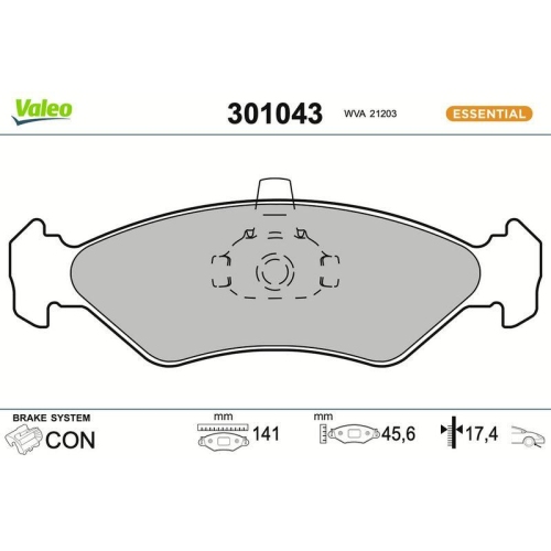 VALEO Bremsbelagsatz, Scheibenbremse ESSENTIAL 301043