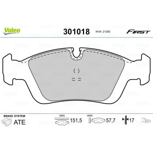 VALEO Bremsbelagsatz, Scheibenbremse FIRST 301018