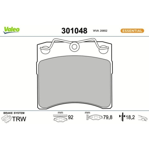 VALEO Bremsbelagsatz, Scheibenbremse ESSENTIAL 301048