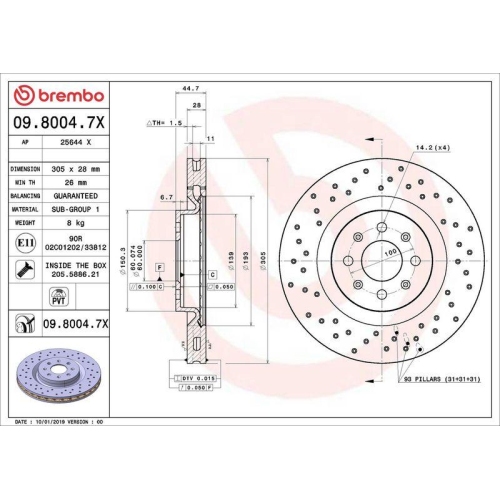 BREMBO Bremsscheibe XTRA LINE - Xtra 09.8004.7X
