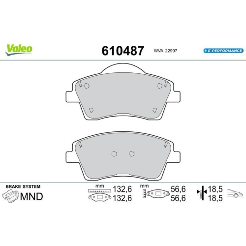 VALEO Bremsbelagsatz, Scheibenbremse E-PERFORMANCE 610487
