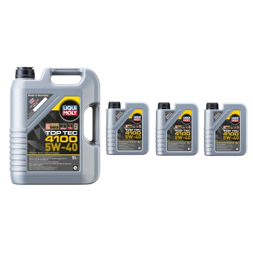 Liqui Moly Motoröl Motorenöl Top Tec 4100, 5W-40, 8 Liter, Art-Nr. 3700 + 3701