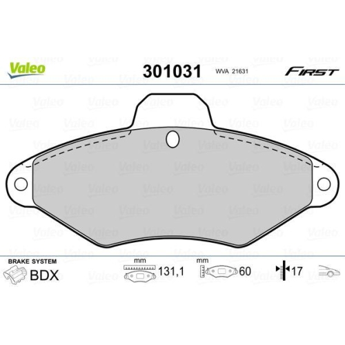 VALEO Bremsbelagsatz, Scheibenbremse FIRST 301031