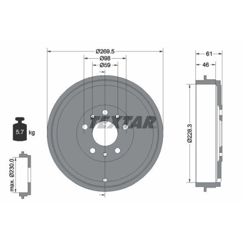TEXTAR Bremstrommel 94045300