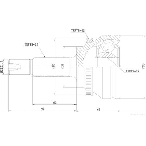 HERTH+BUSS JAKOPARTS Gelenksatz, Antriebswelle J2822140