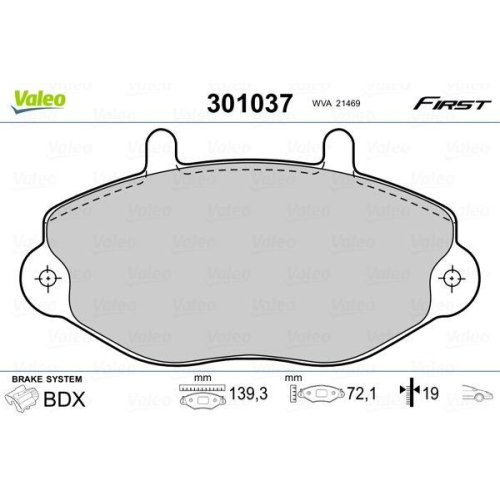 VALEO Bremsbelagsatz, Scheibenbremse FIRST 301037