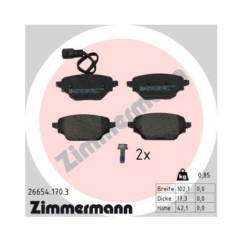 ZIMMERMANN Bremsbelagsatz, Scheibenbremse 26654.170.3